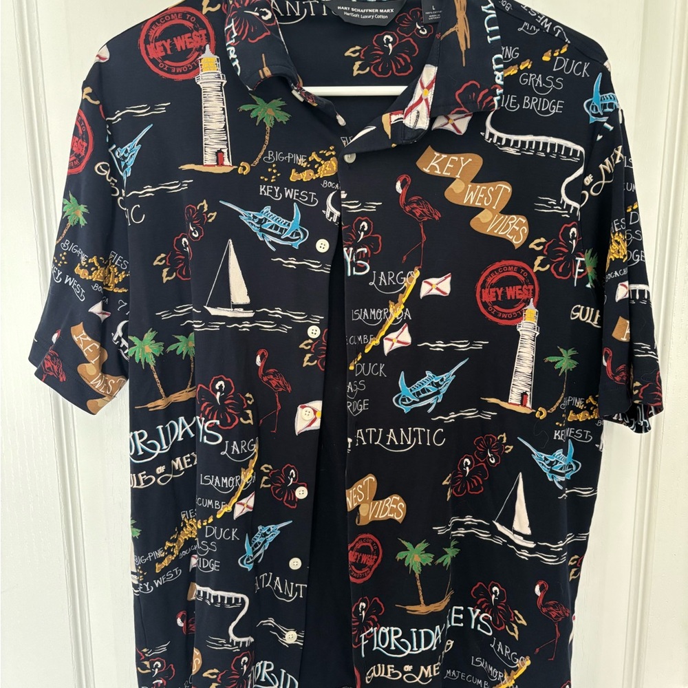 Hart Schaffner Marx Black Graphic Button Down Shirt